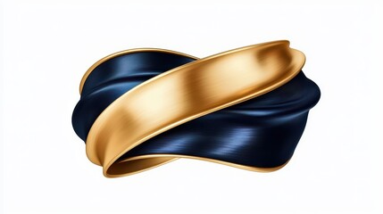 Obraz premium Abstract Gold and Dark Blue Interwoven Ribbons Design