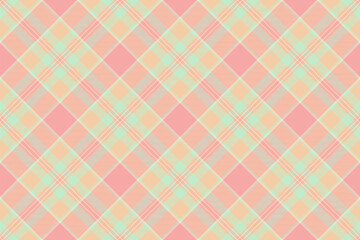 Room plaid fabric texture, african check vector seamless. Oriental background pattern textile tartan in light and orange colors.