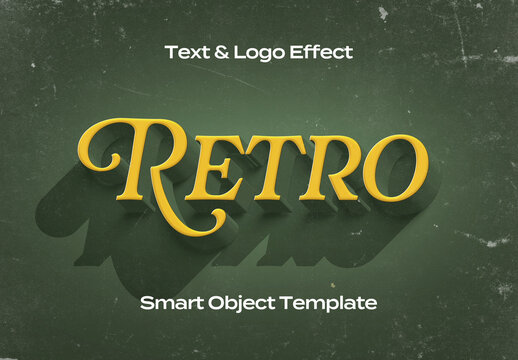 Retro Vintage Old Text Logo Style Effect Mockup Logotype Template Shape