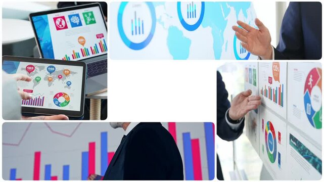 Collage video of various business scenes