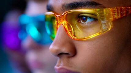 Diverse high school students in safety goggles observing bubbling chemical reaction in lab. Focused curiosity, bright lighting.