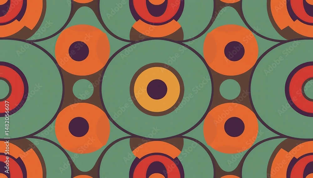 Poster abstract geometric pattern design with circles in teal orange and brown retro style background textu