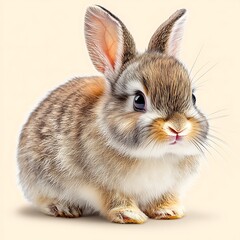 Obraz premium Adorable Brown Bunny Portrait Isolated on Soft Light Background Image