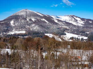 snow covered mountains