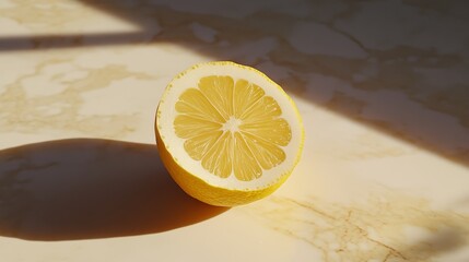 Minimalist Lemon Slice with Dramatic Shadows and Light