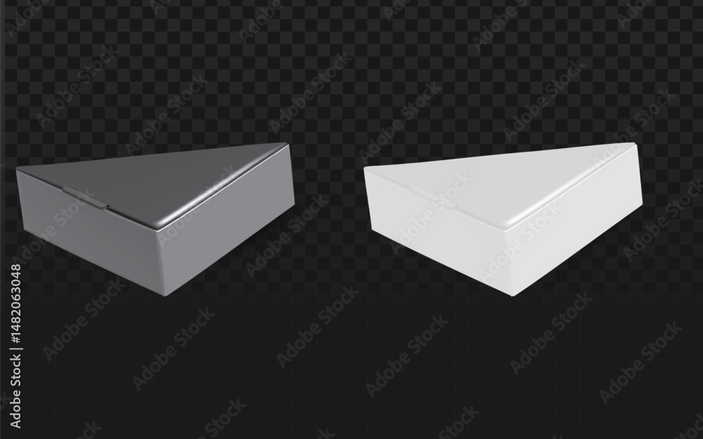 Fototapete realistic vector graphic of gray metallic and white opaque triangular prisms. isolated 3d geometric 