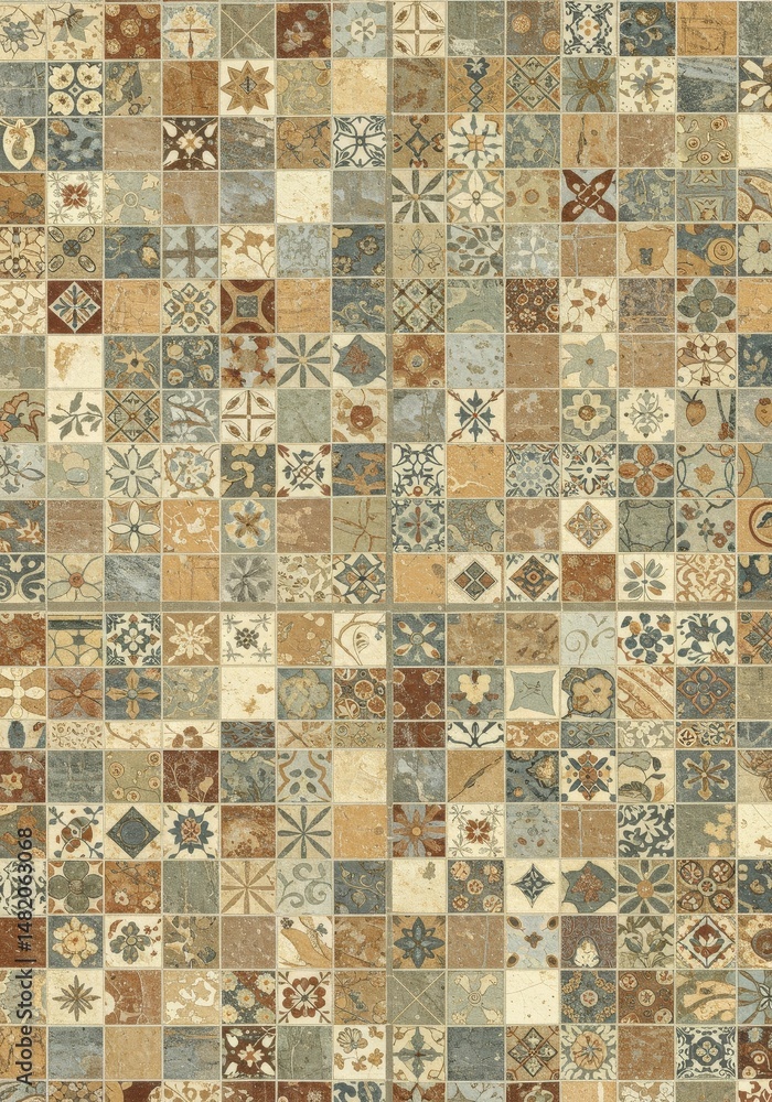 Poster intricate mosaic tile pattern background texture