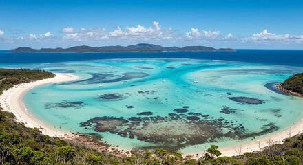 Idyllic Tropical Beach with Turquoise Water and Lush Greenery