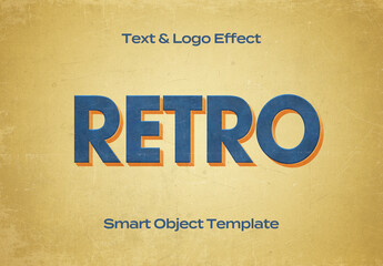 Retro Vintage Old Text Logo Style Effect Mockup Logotype Template Shape