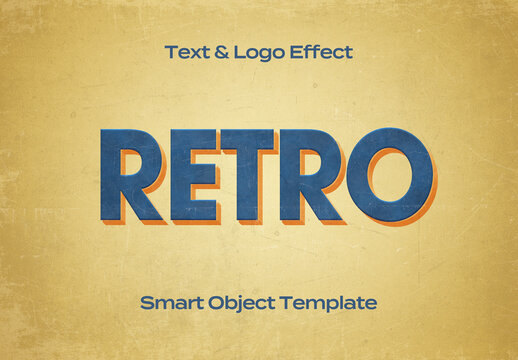 Retro Vintage Old Text Logo Style Effect Mockup Logotype Template Shape