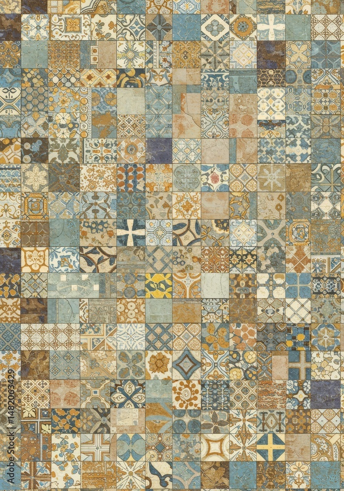 Poster intricate tile mosaic pattern background texture