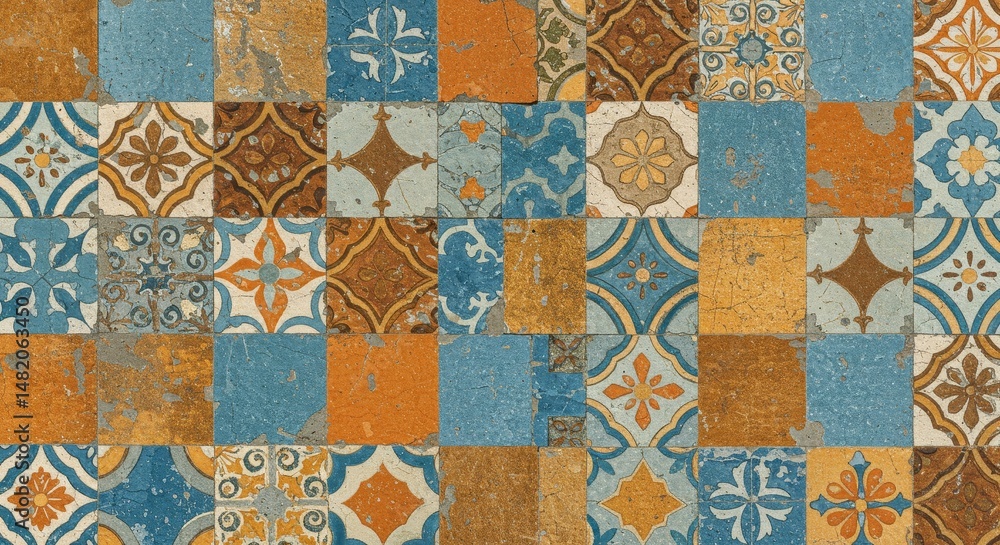 Poster intricate tile mosaic pattern background texture