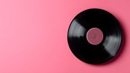 Obraz premium Retro Vinyl Record on Minimalist Background for Nostalgic Music and Vintage Audio Photography