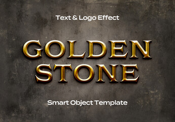 Gold Stone Texture Text Logo Style Effect Mockup Logotype Template Shape