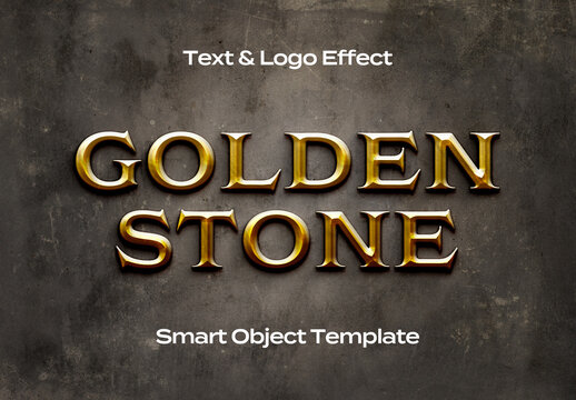 Gold Stone Texture Text Logo Style Effect Mockup Logotype Template Shape