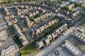 New Build Homes in England 2025 &ndash; Aerial View of UK Housing Development Under Construction
