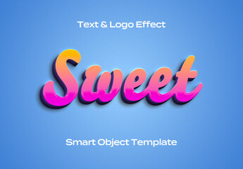 Love Feminine Pink Red Text Logo Style Effect Mockup Logotype Template Shape