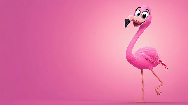 Pink flamingo cartoon character