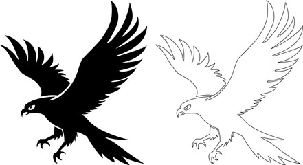 Eagle silhouette , liner in flight,