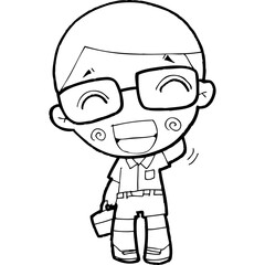 cute little thai student doodle, Illustration cartoon element hand drawn style