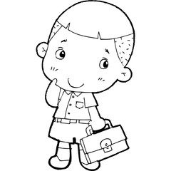 cute little thai student doodle, Illustration cartoon element hand drawn style