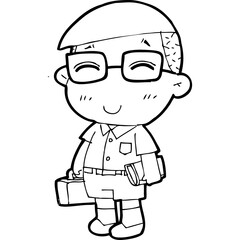 cute little thai student doodle, Illustration cartoon element hand drawn style
