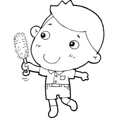 cute little thai student doodle, Illustration cartoon element hand drawn style