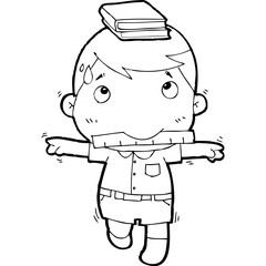 cute little thai student doodle, Illustration cartoon element hand drawn style