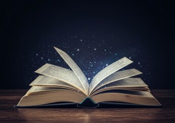 Open Magic Book With Glowing Pages Photo