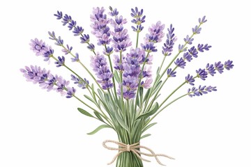 Obraz premium Bouquet of lavender clipart, isolated vector illustration.