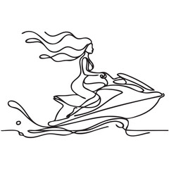 Sea wave one line. Vector drawing.
