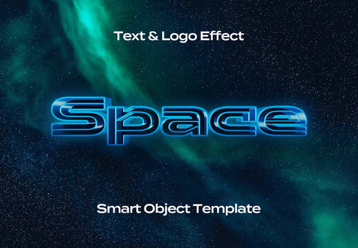Space Cinematic Future Text Logo Style Effect Mockup Logotype Template Shape