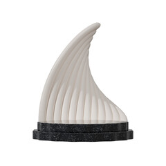 in square twisted white shape, 3d rendering transparent background of black marble podium
