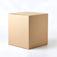 Closed cardboard box isolated on white backdrop	
