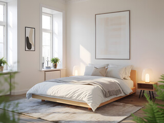 Stylish Bedroom Interior with Natural Light and Modern Bed