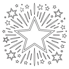 Firework Burst with Star – 4th of July Coloring Page
