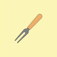 Carving fork vector illustration on yellow background. Essential kitchen tool used for handling and serving meat
