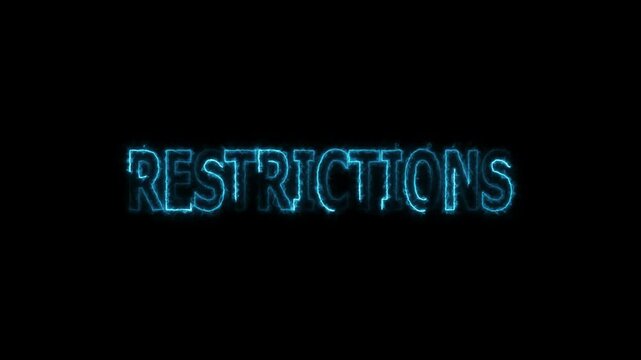 glowing neon restrictions text animation