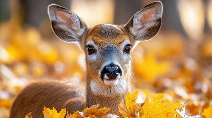 Young deer in autumnal foliage
