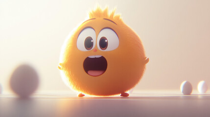 Obraz premium Cute, expressive, fluffy, cartoon chick