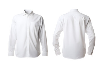 White male formal shirt front view mockup isolated on white background