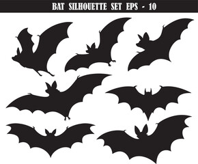 Fototapeta premium Bat Silhouette Set - Vector Clipart - Flying Bat Graphics
