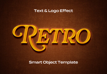 Retro Vintage Old Text Logo Style Effect Mockup Logotype Template Shape
