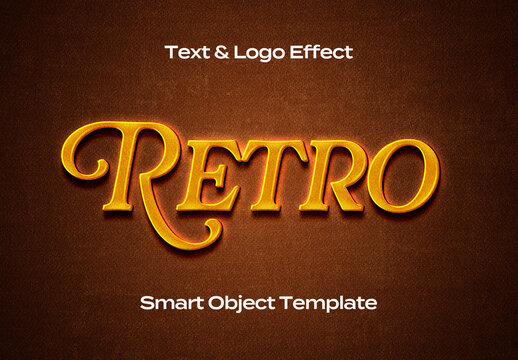Retro Vintage Old Text Logo Style Effect Mockup Logotype Template Shape