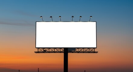 Photo Blank Billboard At Sunset With Colorful Sky