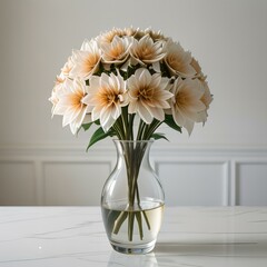 Featuring A dahlia flower vase on a white background.