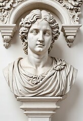 Baroque architect statue isolated on a white background