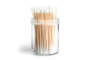 Wooden toothpicks in clear container