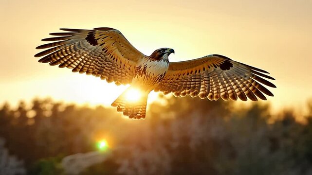 Bird in flight dynamic blurred image of a bird of prey soaring