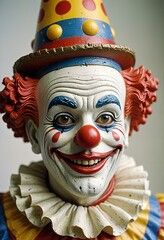 Clown statue on white background.